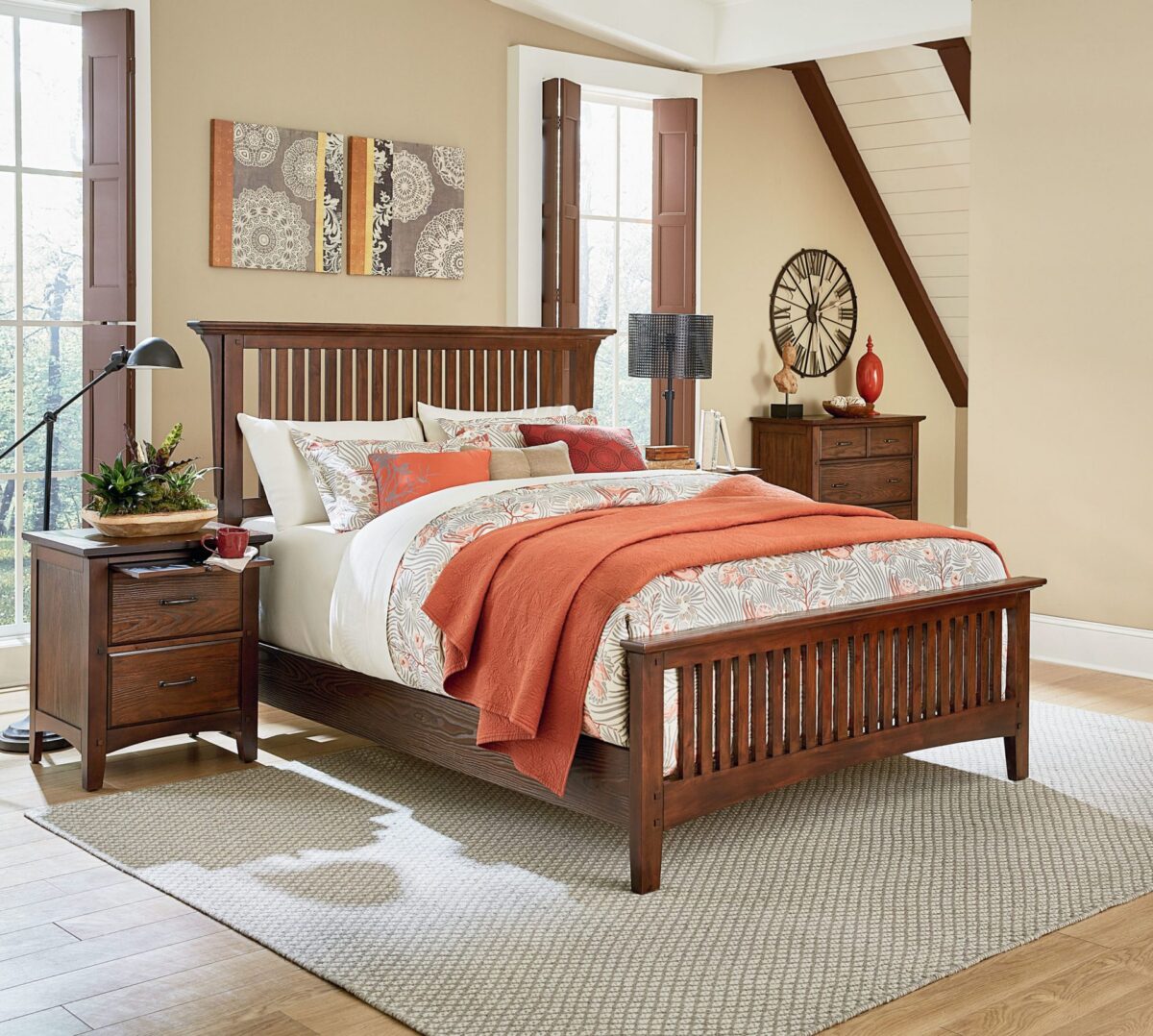Modern Mission Queen Bedroom Set - Vintage Oak - OSP Home Furnishings - Residential