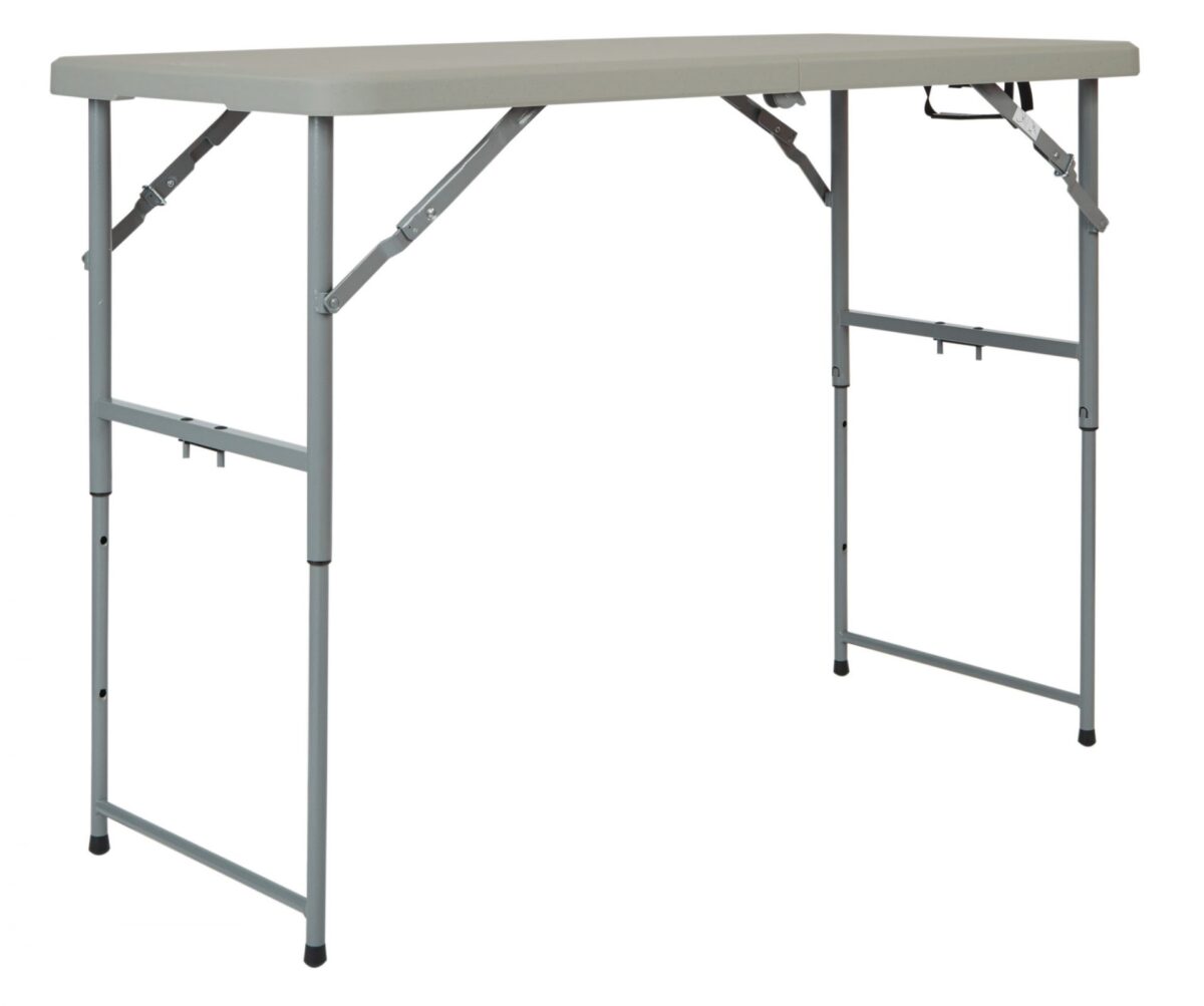 4' Long- Height Adjustable Fold in Half Resin Multi Purpose Table - Light Grey - Work Smart - Contemporary - Commercial