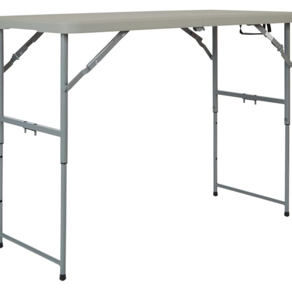 4' Long- Height Adjustable Fold in Half Resin Multi Purpose Table - Light Grey - Work Smart - Contemporary - Commercial