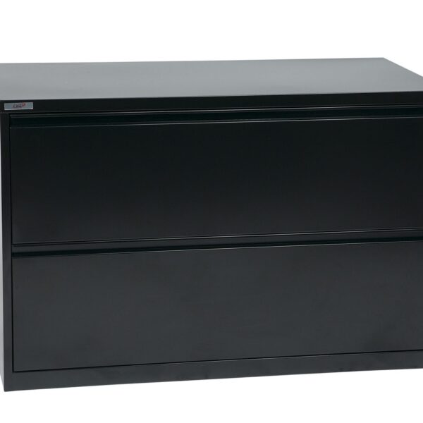 42" Wide 2 Drawer Lateral File With Core-Removeable Lock & Adjustable Glides - Black - OSP Furniture - Transitional - Commercial