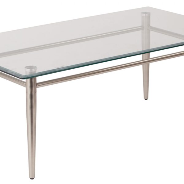 Brooklyn Glass Top Coffee Table - Nickel Brush Finish - OSP Home Furnishings - Midcentury - Commercial & Residential