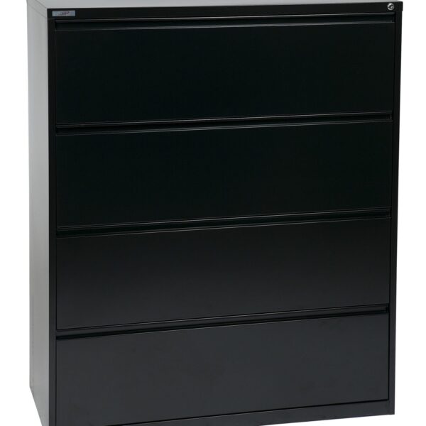 42" Wide 4 Drawer Lateral File With Core-Removeable Lock & Adjustable Glides - Black - OSP Furniture - Commercial