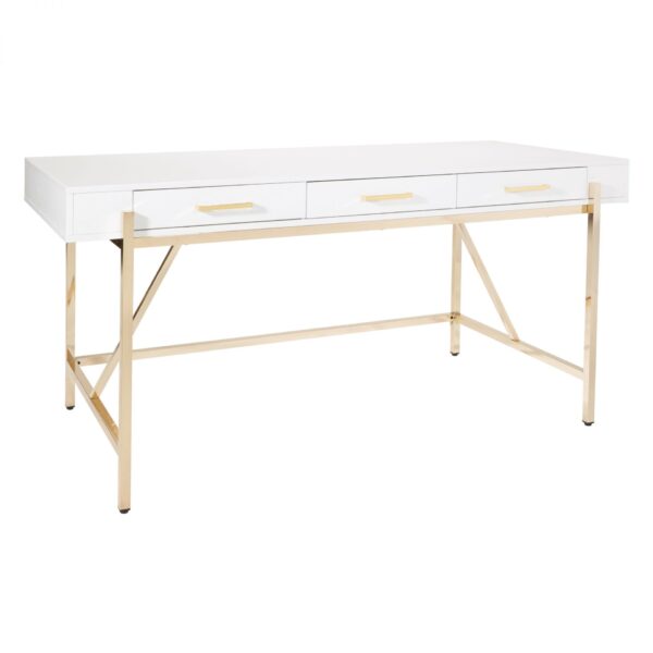 Broadway Desk - White/Gold - OSP Home Furnishings - Residential