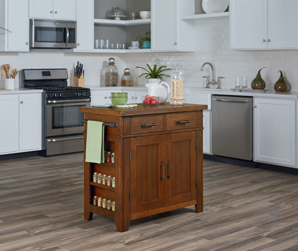 Urban Farmhouse Kitchen Island - Vintage Oak - OSP Home Furnishings - Residential