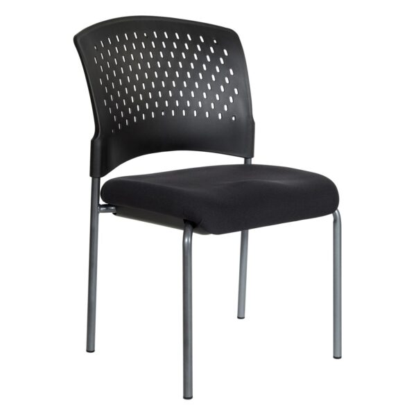 Titanium Finish Armless Visitors Chair with Ventilated Plastic Wrap Around Back - Coal - Pro-Line II - Commercial