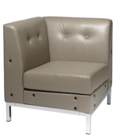 Smoke Faux Leather Corner Chair
